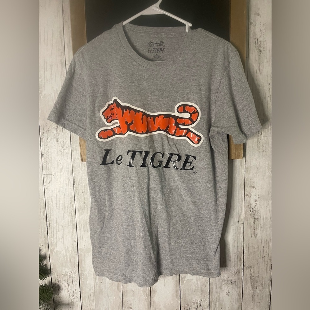 Le Tigre Collection Logo Orange Gray T-Shirt Size M